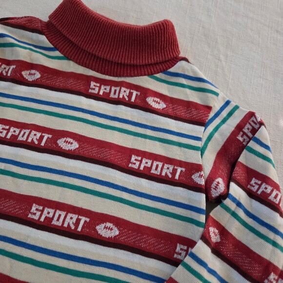 Vintage Sport Football Striped Turtleneck 3t - Picture 1 of 6
